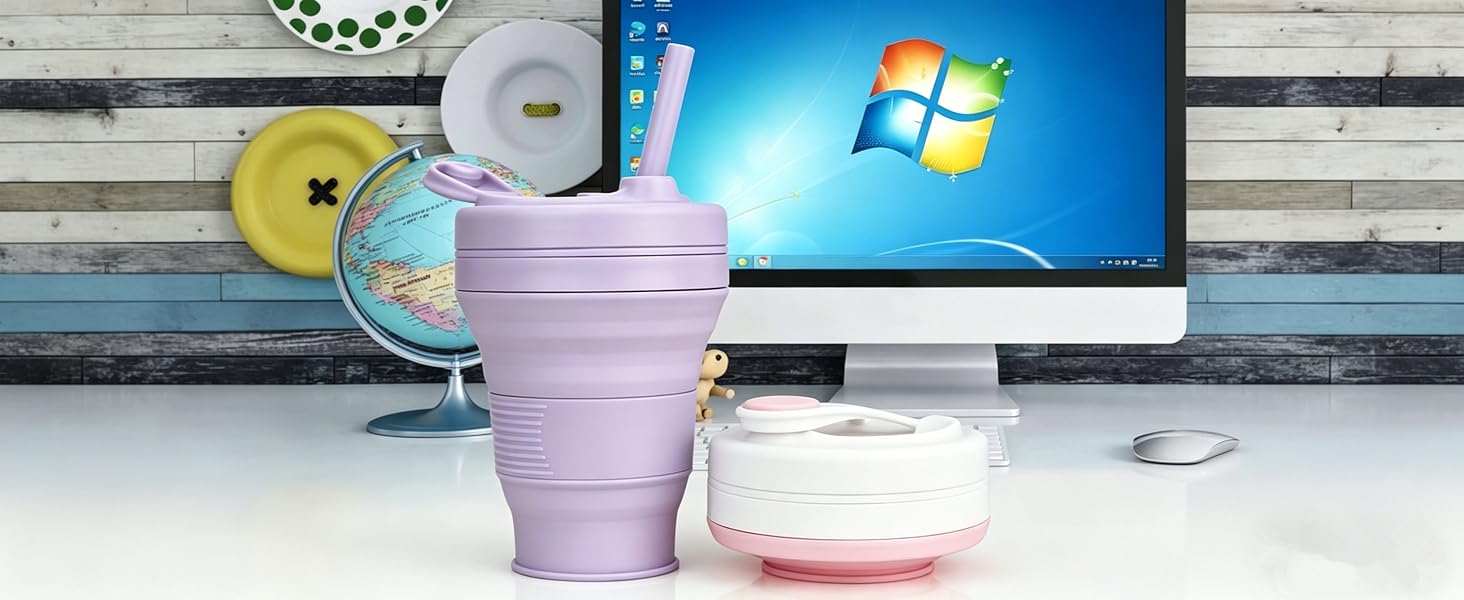 Silicone Coffee Cup with Straw lid Collapsible Cups for Traveling 20oz Lightweight Folding