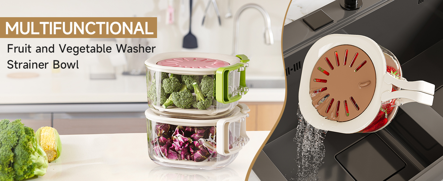 fruit washing bowl with strainer
