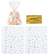 Aegero 120 Pcs Christmas Cellophane Treat Bags, Xmas Gift Candy Goodies Bags with 140 Pcs Twists ...