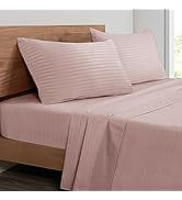 Mejoroom Striped Queen Size Sheet Set - Hotel Luxury 1800 Bedding Sheets & Pillowcases - Deep Poc...