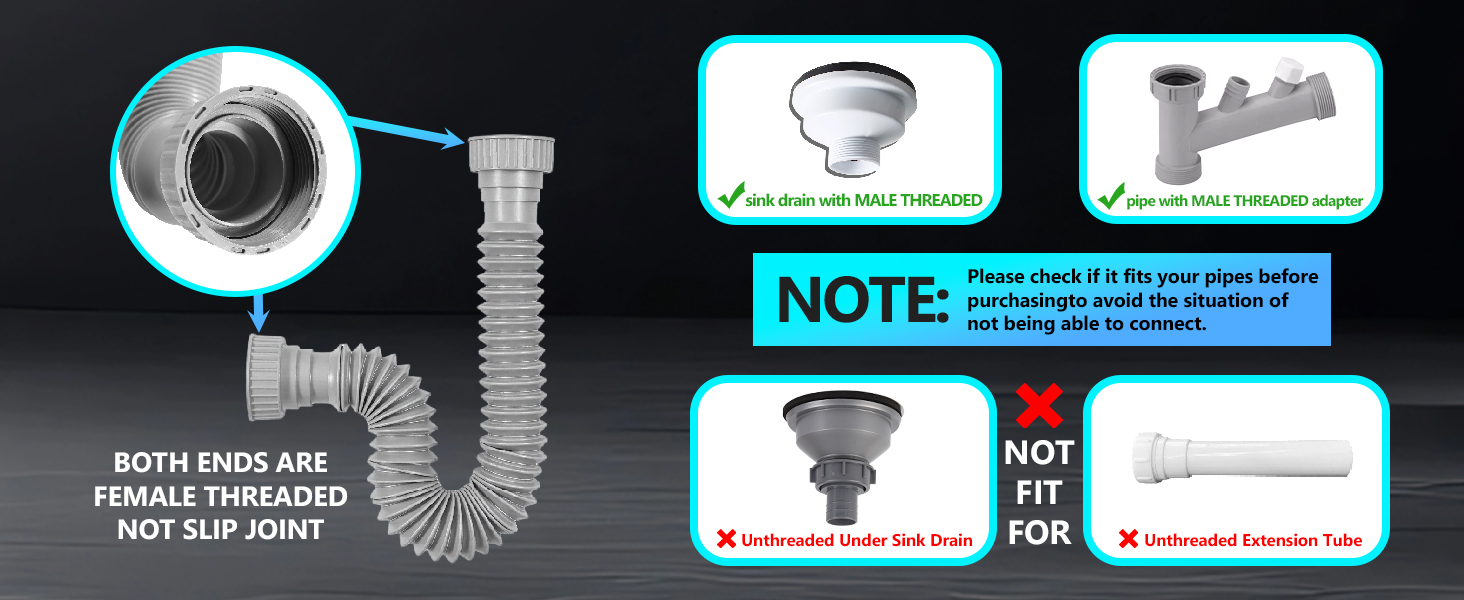 Flexible Drain Pipe P Trap A+2(PC)