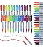 24 Pack Color Permanent Markers, Fine Tip and Ultra Fine Point, 12 Vibrant Assorted Colors Perman...