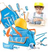 Hi-Spec 18pc Blue Kids Tool Kit Set & Child Size Tool Bag. Real Metal Hand Tools for DIY Building...