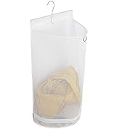 ALYER Hanging Semi Round Storage Mesh Bag,Collapsible Laundry Hamper Basket with Durable Hanger (...