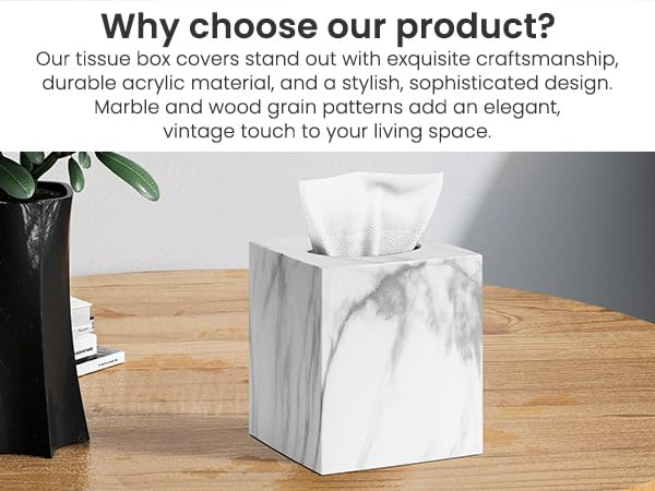 Square Tissue Box Cover Marble
