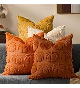 DFXSZ Fall Pillow Covers 18x18 Set of 4 Fall Decorations Autumn Multicolor Big Pumpkin Throw Pill...
