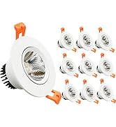LightingWill 2.5inch LED Dimmable Downlight, 5W COB Recessed Ceiling Light, Warm White 3000K-3500...