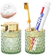 Fvstar Green Bathroom Accessories Set,2pcs Glass Bathroom Accessory Set with Foam Soap Dispenser ...