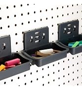 Officemate Utility Tray Organizer, 3 Pack | Charcoal | Accessories for Pegboard Wall Organizer | ...