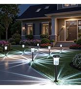 Gahomlumy Solar Lights Pathways 8 Pack, Solar Garden Lights IP65 Waterproof 6000K Cold White LED ...