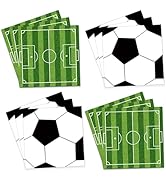 40 Count Soccer Party Napkins 6.5x6.5 Inch (13x13 Unfolded) – Soccer Field Disposable Paper Napki...