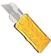 ainhue RU33 Retractable Utility Knife, 3 Inch Aluminum Handle with Pocket Clip, 5pcs SK5 Replacem...