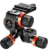 K&F CONCEPT 3-Way Geared Tripod Head, Millimeter Micro-Adjustment, Full CNC Aluminum Alloy Tripod...