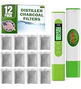 Green Piece 12 Pack Water Distiller Filters with TDS Meter | Activated Charcoal Carbon Sachets, ...