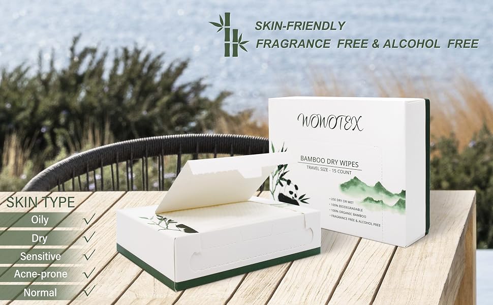 disposable face towel bamboo white 15 piece/box