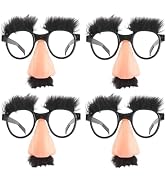 Seadiquiet 4Pcs Funny Glasses With Big Nose - Big Nose Glasses With Eyebrows Mustache | Halloween...