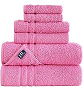 Hammam Linen Pink 6 Pack Bath Towels Sets Linen for Bathroom Original Turkish Cotton Soft, Absorb...