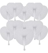 Bestage 60 Packs Decorative Paper Folding Hand Fans Handheld,White Heart Wedding Foldable Fans Ch...