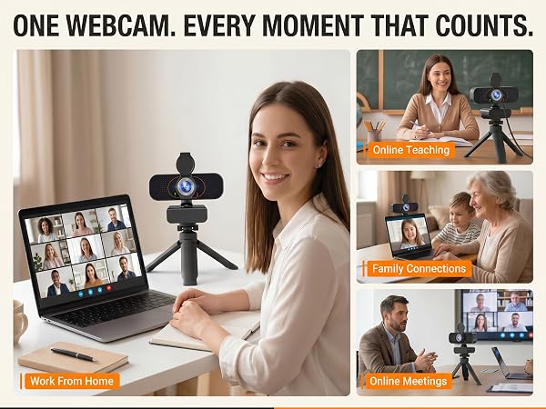 "webcam for zoom" / "webcam for teaching" / "webcam for streaming" / "webcam family calls"