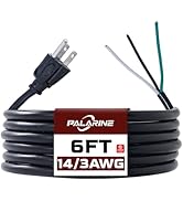 PALARINE 6 FT Power Cord Replacement Extension Cord 14 Gauge 3-Prong Appliance and Power Tool Cor...