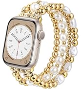 AIRSPO Gold Beaded Bracelets Compatible for Apple Watch Band 38mm 40mm 41mm 42mm 44mm 45mm Women,...