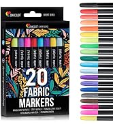 Zenacolor 20 Fabric Markers Pens Set - Non Toxic, Indelible and Permanent Fabric Paint Fine Point...