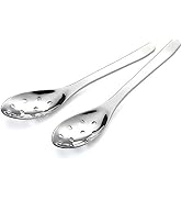 Small Slotted Spoons,AOOSY Modern Stylish Thick Heavy-weight Short handle Stainless Steel 10 Hole...