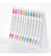 HANKU Pastel Highlighters, 12 Assorted Retro Colors, Dual Tip No Bleed Bible Highlighters, Quick ...