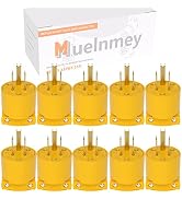 Muelnmey 10PCS Extension Cord End Electrical Replacement Plug NEMA 5-15P 15A 125V 2Pole 3Wire Yel...