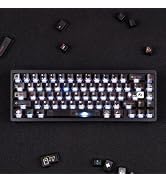 ULTRAEQUIP Clear Matte Keycaps Set, Black Matte Transparent PC 122 Keys Cherry Profile, Backlit C...