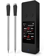 AWLKIM App Smart Wireless Meat Thermometer Bluetooth 5.3 with Touch Screen, Rechargeable Base, 2 ...