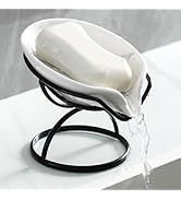Dobbyby Leaf-Shaped Soap Dish – Premium Ceramic Soap Bar Holder with Self-Drainage System – Bar S...