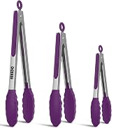 EEKEDO Kitchen Tongs, Stainless Steel Cooking Tongs with Silicone Tips, 600ºF High Heat-Resistant