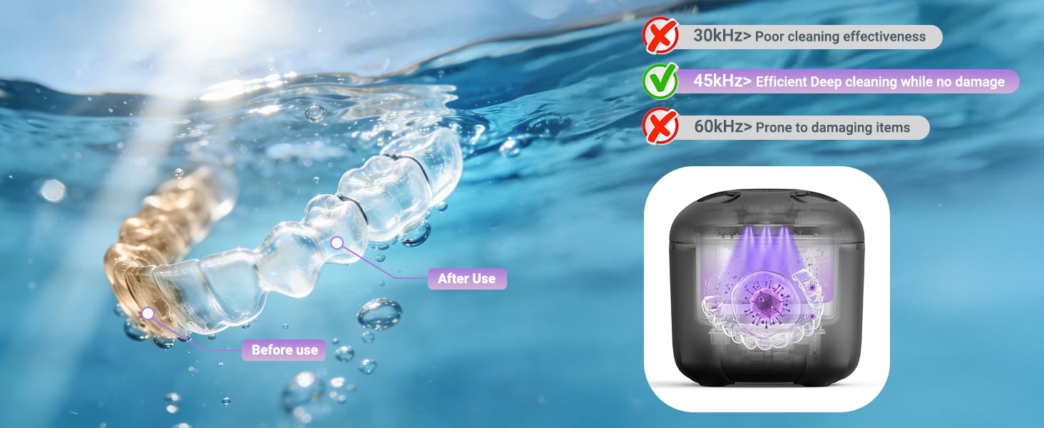 Denture Cleaner Machine with 4 Modes for Mouth Guards, Jewelry, Rings, etc (black)