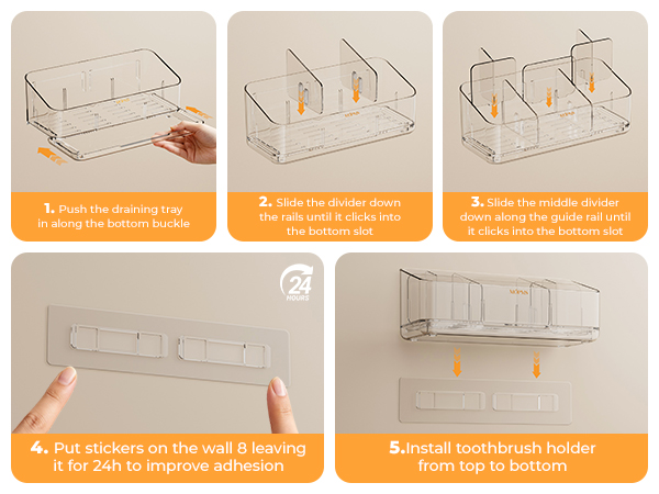 8 Slots Toothbrush Holders for Bathrooms