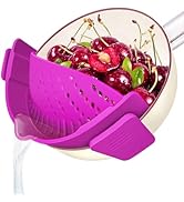YEVIOR Clip on Strainer for Pots Pan Pasta Strainer, Silicone Food Strainer Hands-Free Pan Strain...