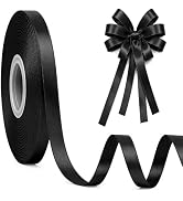 30Yards 3/8In Narrow Black Ribbon for Gift Wrapping Halloween Graduation | Sleek Glossy, Wear Res...
