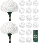 100Pcs White Hydrangea Artificial Flowers Bulk,Faux Silk Hydrangea Flowers | Ivory Fake Silk Hydr...