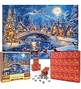 Christmas Advent Puzzle 2025 - Christmas Town 24 Days Countdown Calendar - 1008 Pcs for Adults & ...