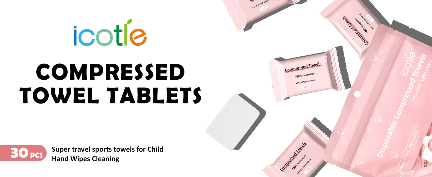 icotle 30 pcs Compressed Towels Tablets