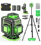 Laser Level 360 Self Leveling with Tripod, Elikliv 4D Laser Level, 165Ft Green Laser Level Lines ...