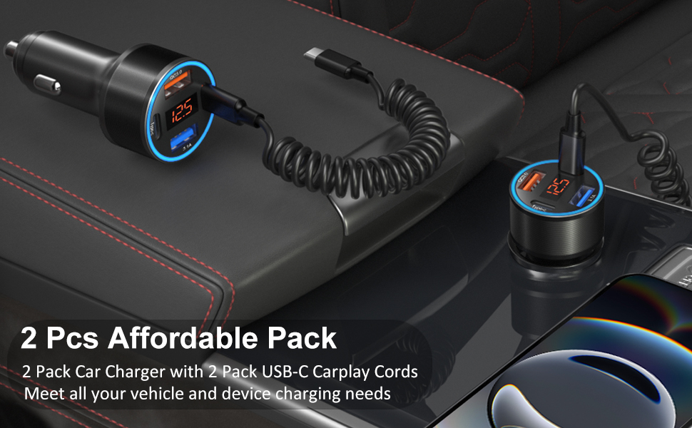 usb c car charger pack