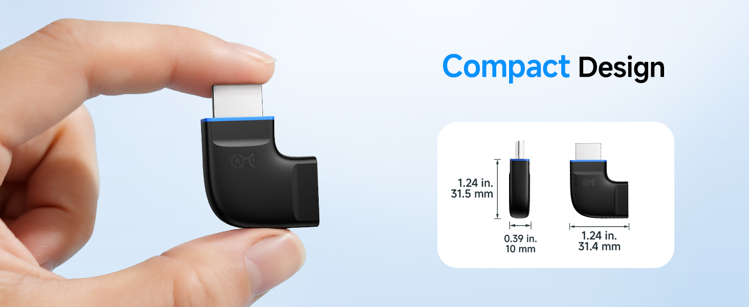 Combo-Pack 8K Flat Right Angle HDMI 2.1 Adapter with HDR, Supports 8K@60Hz / 4K@240Hz