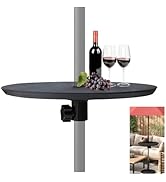 Helios&Hestia 20" Small Round Portable Outdoor Patio Umbrella Table Tray with Hole, Fits 7 to 11 ...