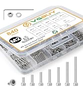 VGBUY 840pcs M2 Screw Assortment Kit,M2 x 4/6/8/10/12/16/20mm Hex Socket Head Cap Screws Bolts Nu...