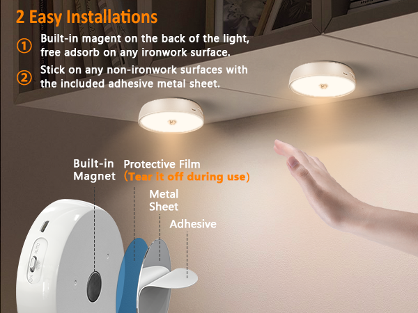 Warm White LED Closet Lights Wireless Motion Sensor Puck Light
