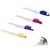 Andiker Cat Interactive Toy, 4Pcs Mouse-Shaped Cat Toys for Indoor Cats with Crinkle Paper 4Color...