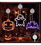 LOLStar Pumpkin, Ghost, Bat Halloween Window Lights, 3 Pack Rechargeable | Halloween Window Decor...
