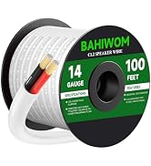 BAHIWOM Fire Safety CL2 Speaker Wire in-Wall & in-Ceiling 14 Gauge Wire 100 FT CCA Cord 2 Conduct...