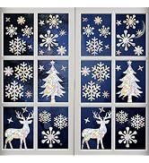 50 Pieces Christmas Trees Snowflake Reindeer Window Clings, Anti-Collision Window Decals to Save ...